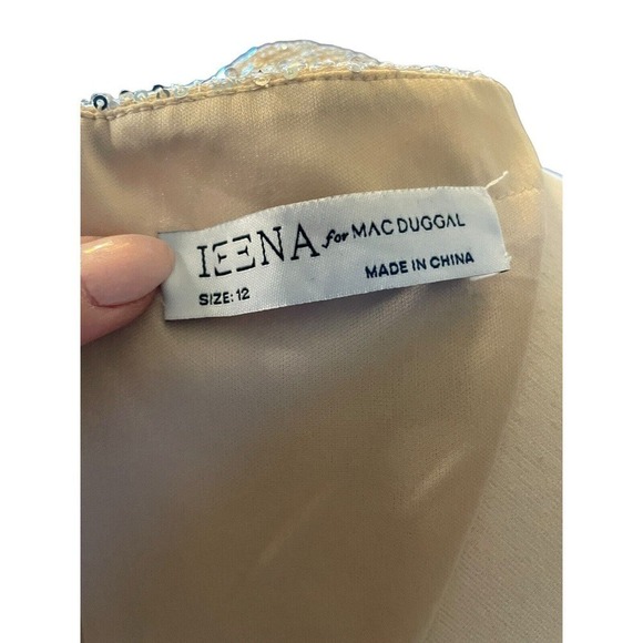 Ieena for Mac Duggal NEW 26490 Silver Sequined EveningGown Size 12 High Slit - Picture 10 of 11